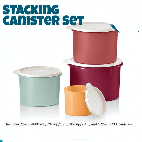 Tupperware 4pc stacking canister set - Picture 1 of 1